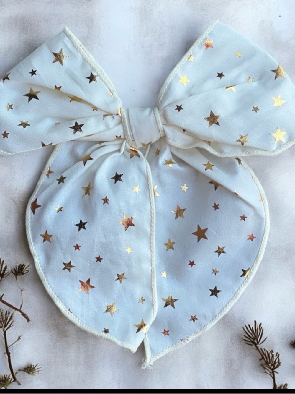 Twinkle Foil Stars Print Fable Hair Bow - Picture 2 of 6